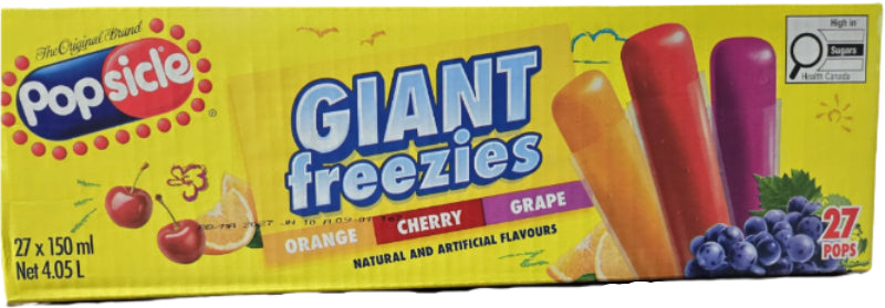 Popsicle Giant Freezies Orange, Cherry, & Grape 150ml - 27ct