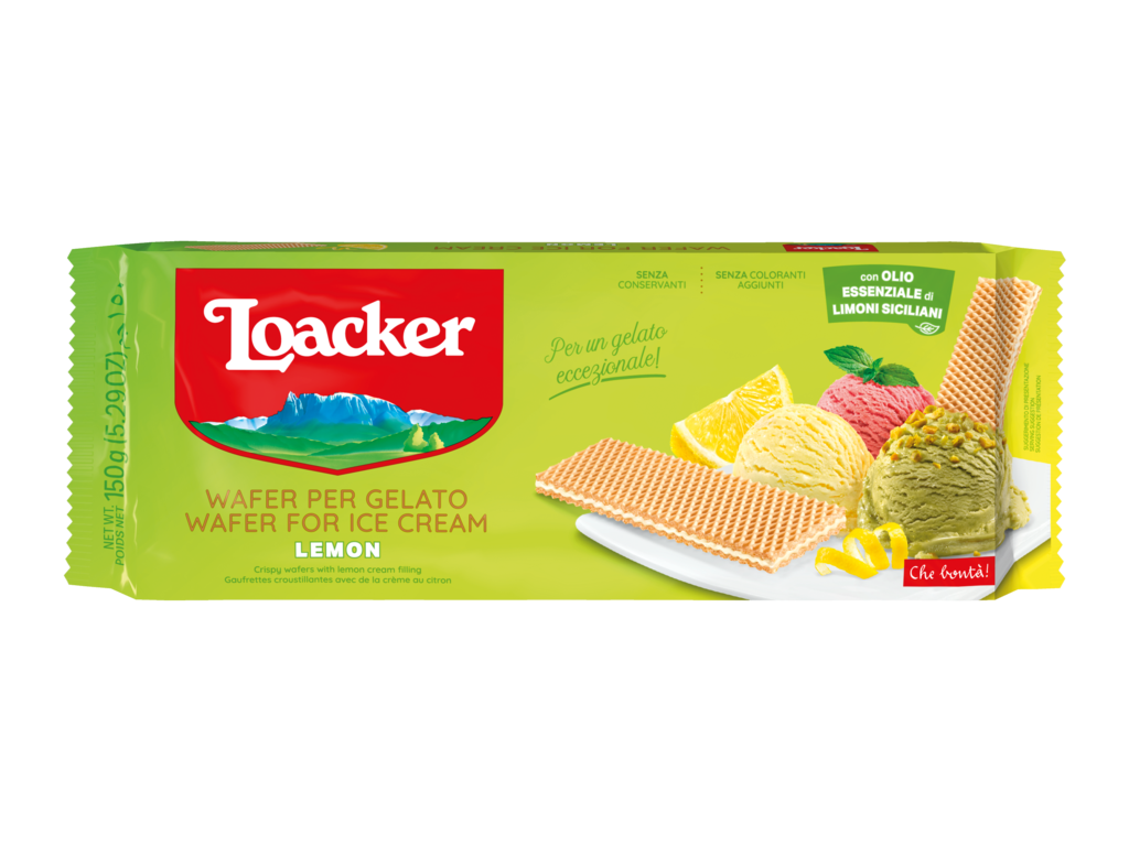 Loacker Lemon Wafers for Ice Cream 150g - Case of 18