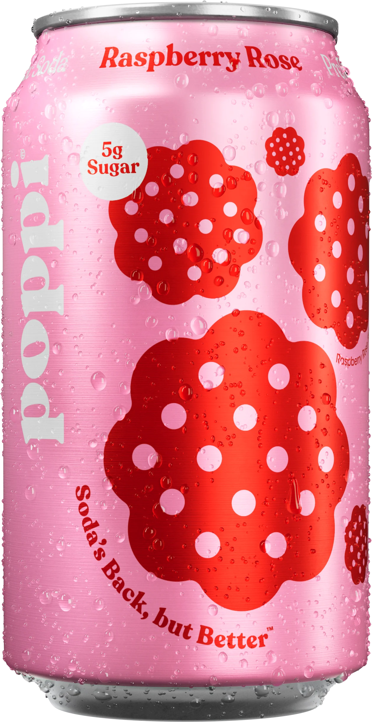 Poppi Prebiotic Soda Raspberry Rose 355ml - Case of 12