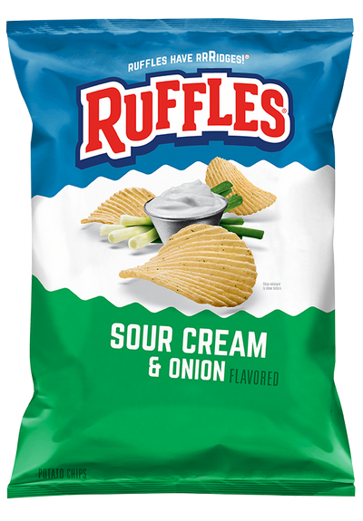 Ruffles Sour Cream & Onion Potato Chips 60g - 36 Count