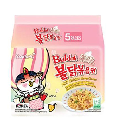 Samyang Hot Chicken CREAM CARBONARA Ramen Soup 5 Pack - Korea (Case of 8)