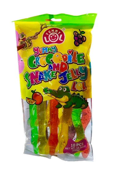 Yummy LOL Crocodile And Snake Jelly 10pcs 350g (Case of 24)