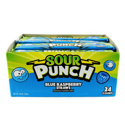 Sour Punch Blue Raspberry Straws Candy (Case of 24)