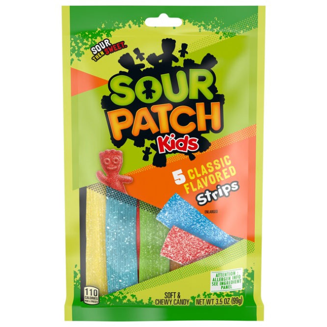 Sour Patch Kids 5 Classic Flavored Strips 3.5oz (99g) - Case of 12