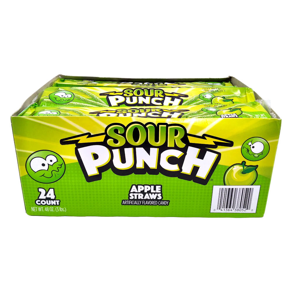 Sour Punch Apple Straws Candy - Case of 24