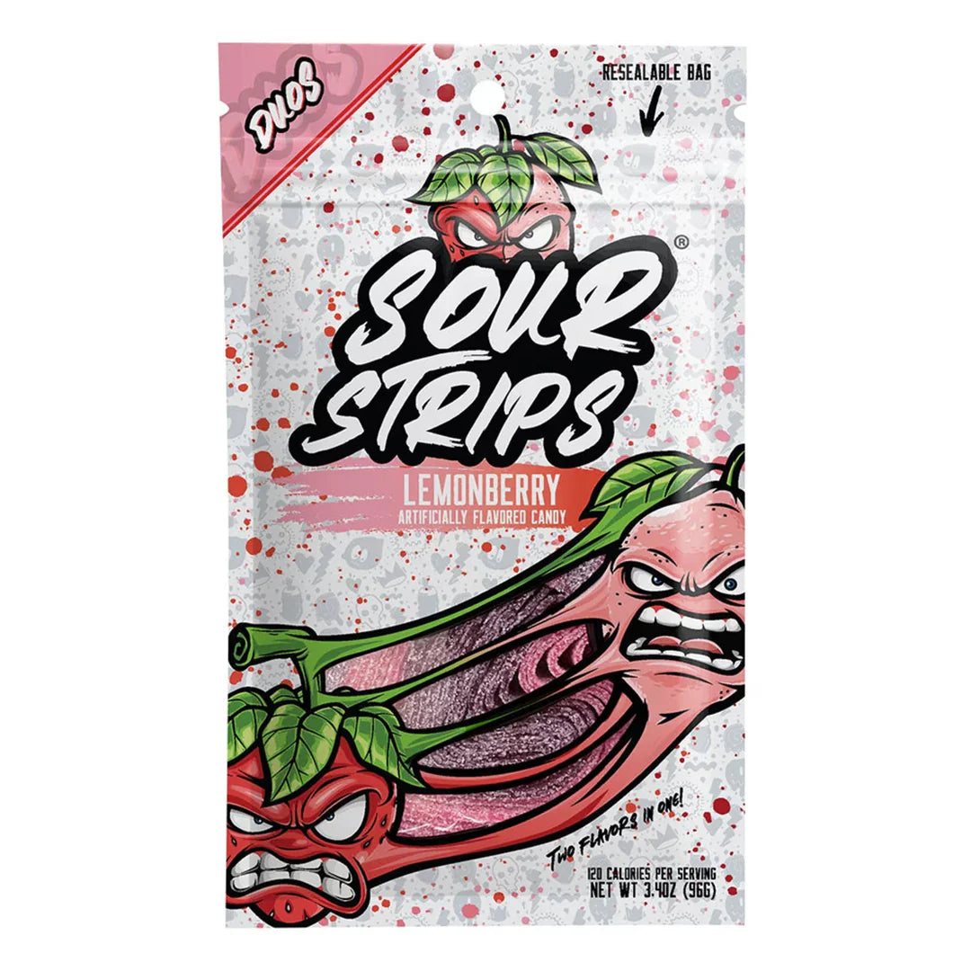 Sour Strips Lemonberry Peg Bag 3.4oz - Case of 12