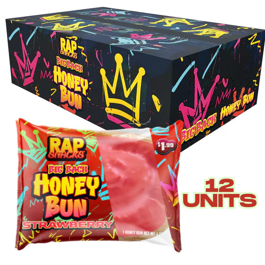 Rap Snacks Big Back Jumbo Honey Bun Strawberry 1.36kg - 12 Pack