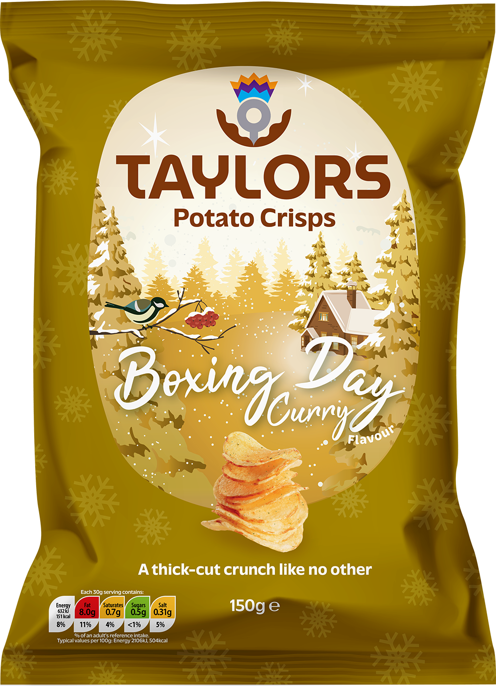 Taylors Potato Crisps Boxing Day Curry 150g - Case of 8