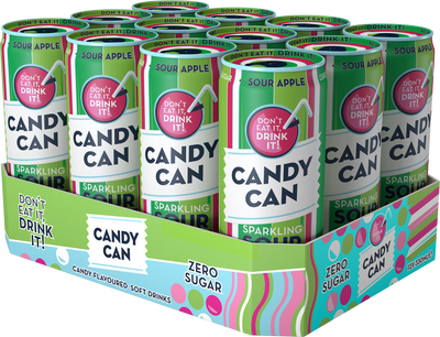 Candy Can Sparkling Sour Apple 330ml - (Case of 12)