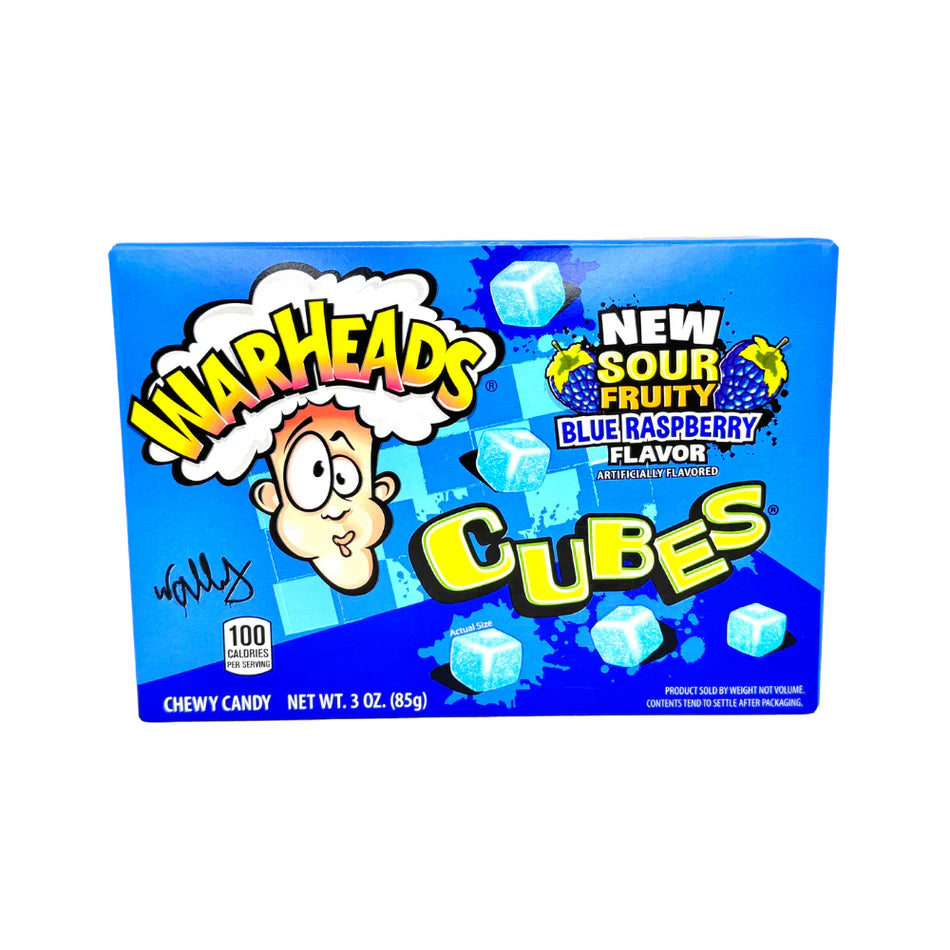 Warheads Sour Blue Raspberry Cubes Theater Box - Case of 12