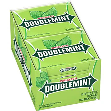 Wrigley's Doublemint Gum 15 Sticks - 10 Pack