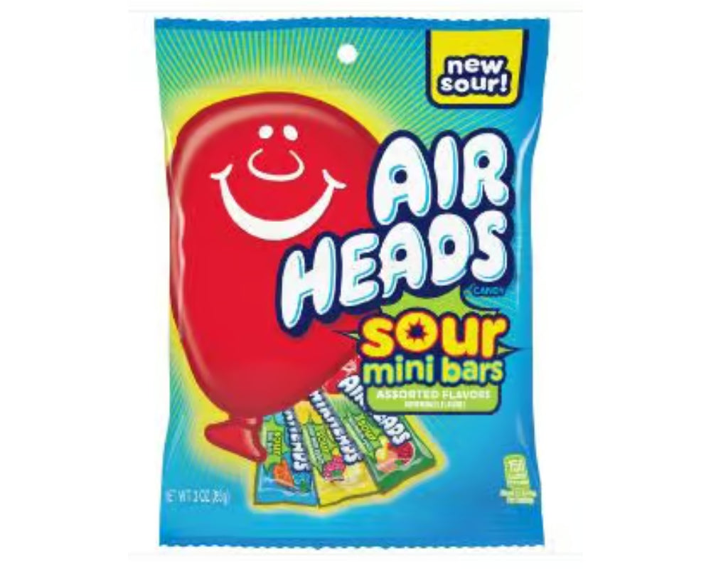Airheads Sour Mini Bars Peg Bag 85g - Case of 12