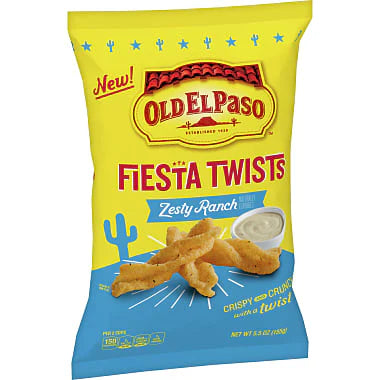 Old El Paso Fiesta Twists Zesty Ranch Corn Snack 56g - 6 Pack