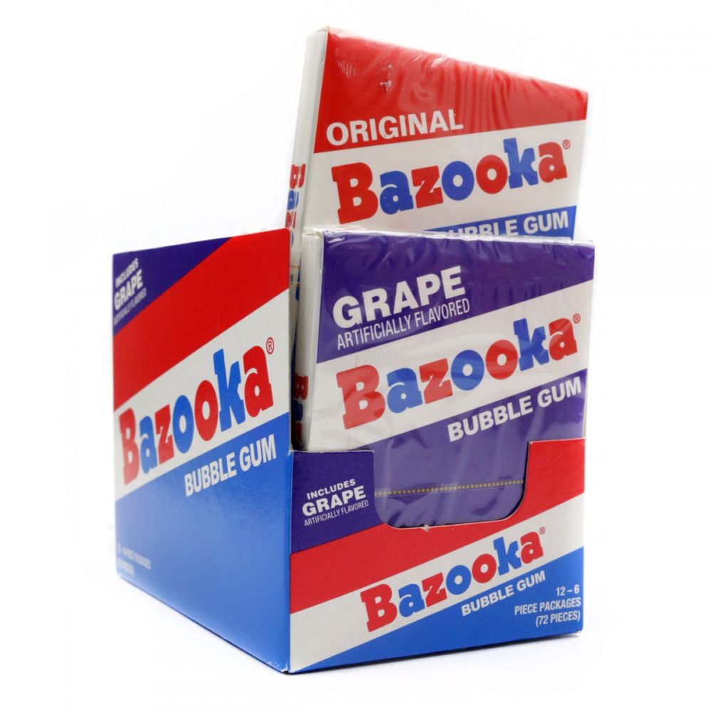 Bazooka Bubblegum Throwback Original & Grape - 12ct
