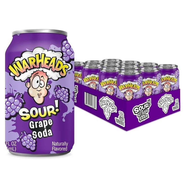 Warheads Sour Grape Soda 355ml - Case of 12