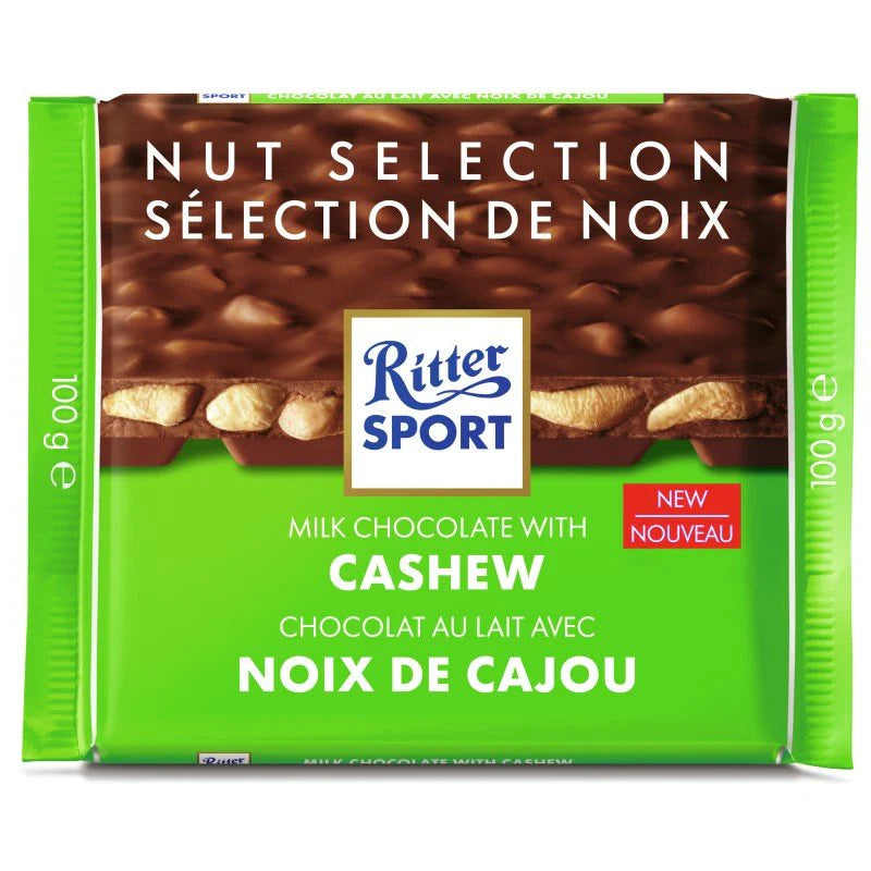 Ritter Sport Milk Chocolate with Cashew Bars 100g - 12ct