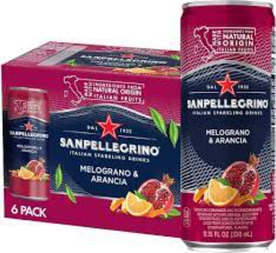 Sanpellegrino Italian Sparkling drinks Naturali Melograno & Arancia 330ml (6 pack )