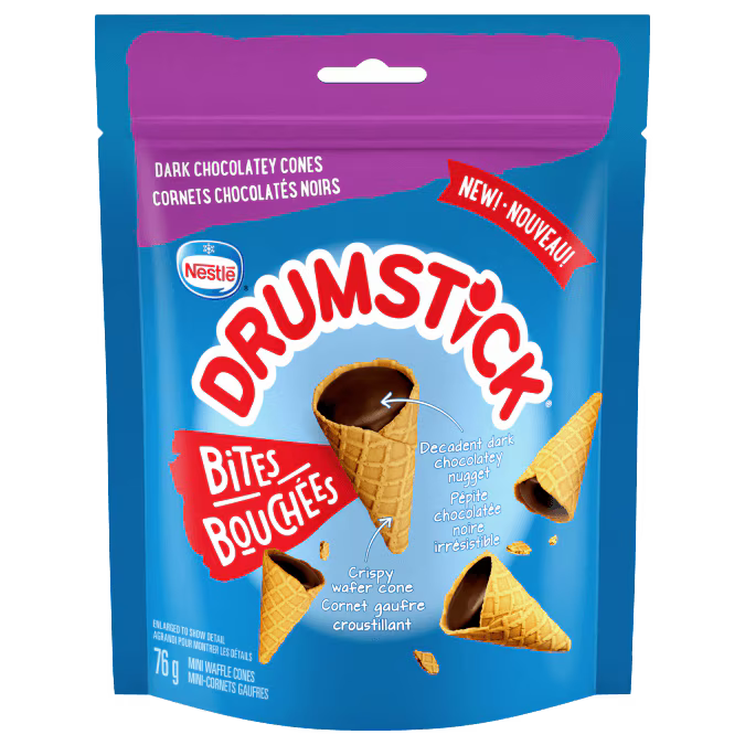 Nestle Drumstick Bites Dark Chocolatey Cones Peg 76g - Case of 12