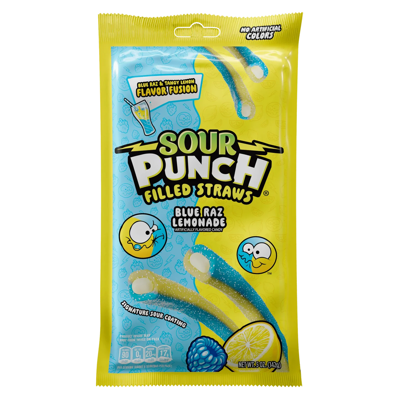 Sour Punch Filled Straws Blue Raz Lemonade Peg Bag 142g - Case of 12