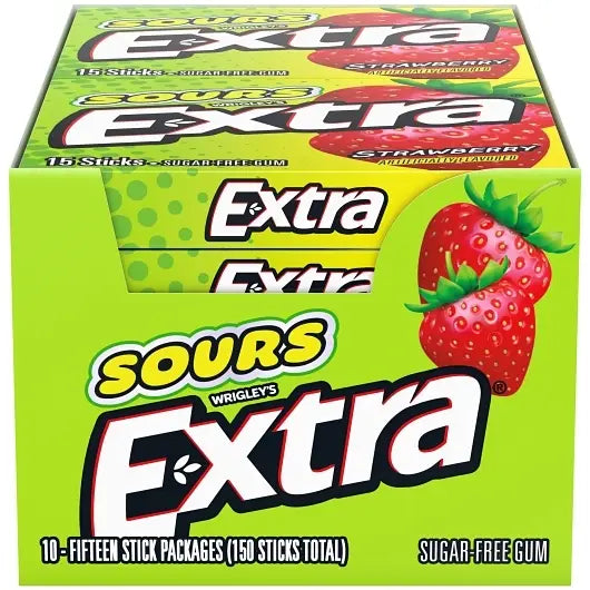 Extra Sours Strawberry Gum - 10ct