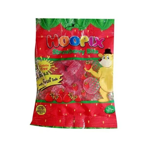 Hoopix Strawberry Bite Candy Peg Bag 90g - Case of 12 - Pakistan