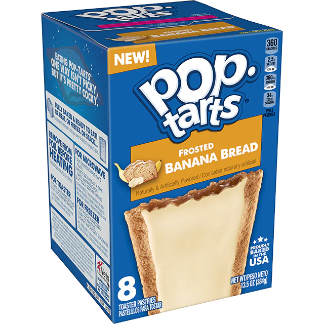 Pop Tarts Frosted Banana Bread 384g - Box of 8 Pastries