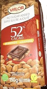 Valor Dark Chocolate 52% Almonds Bars 150g - 14ct