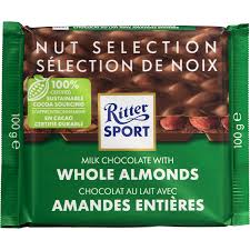 Ritter Sport Milk Chocolate with Whole Almonds Bars 100g - 11ct