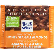Ritter Sport Milk Chocolate with Honey Sea Salt Almonds Bars 100g - 11ct