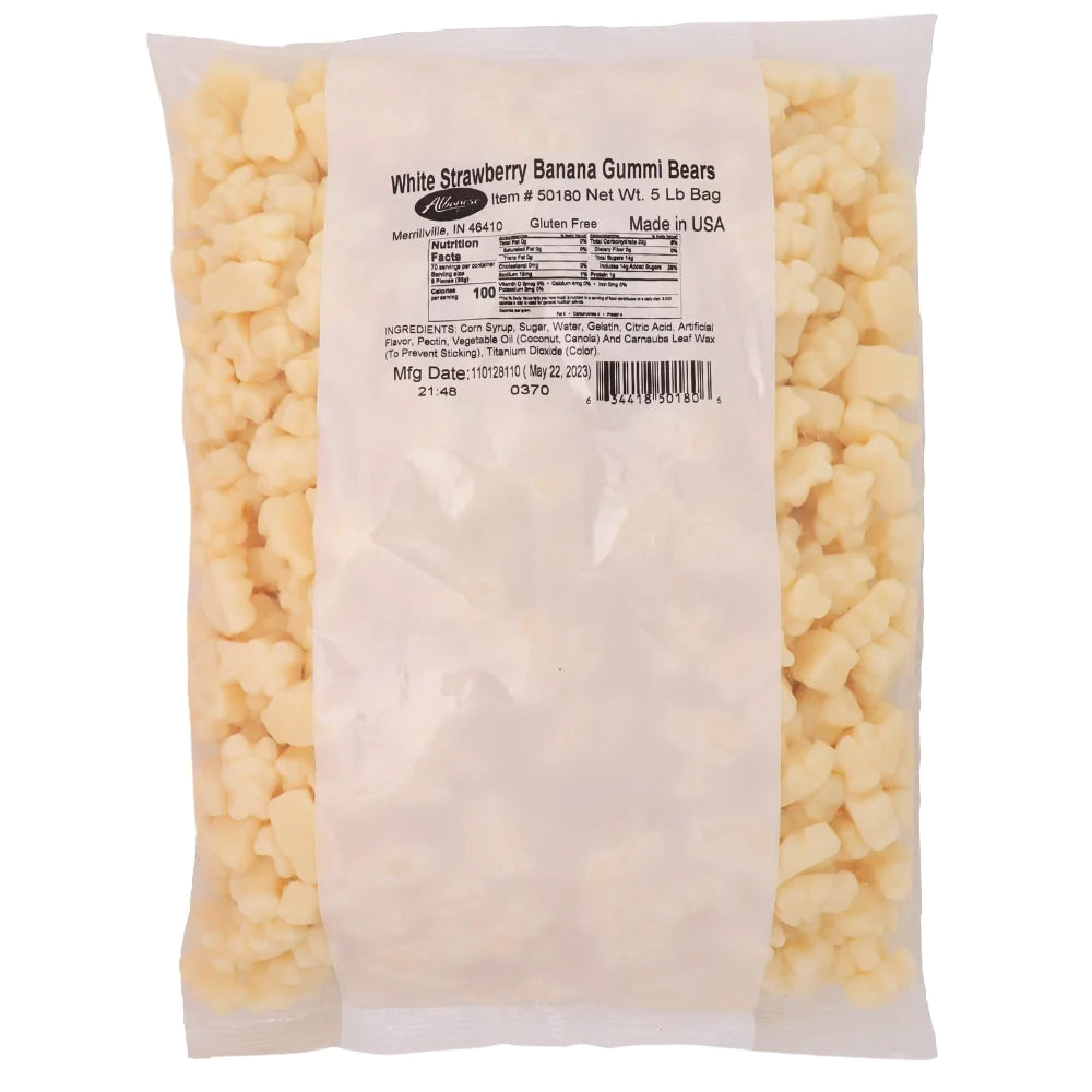 Albanese White Strawberry Banana Gummi Bears 5lb