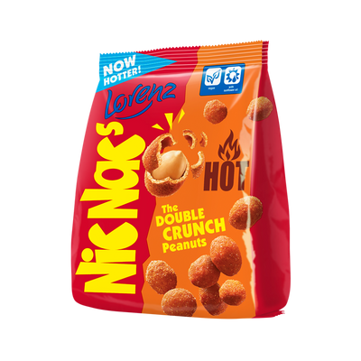 Lorenz Nic Nac's The Double Crunch Peanuts Hot 125g - Case of 14 (EU)