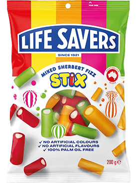 Lifesavers Mixed Sherbert Fizz Stix 160g - Case of 12 - Australia