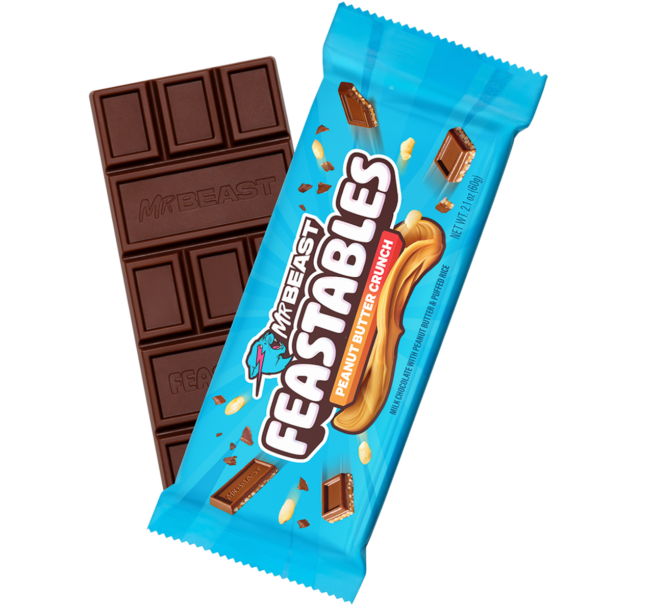 Mr. Beast Feastables Peanut Butter Crunch Bar 60g - Box of 10