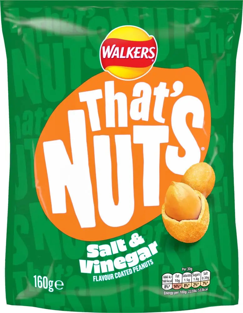 Walkers That's Nuts Salt & Vinegar 160g - Case of 8