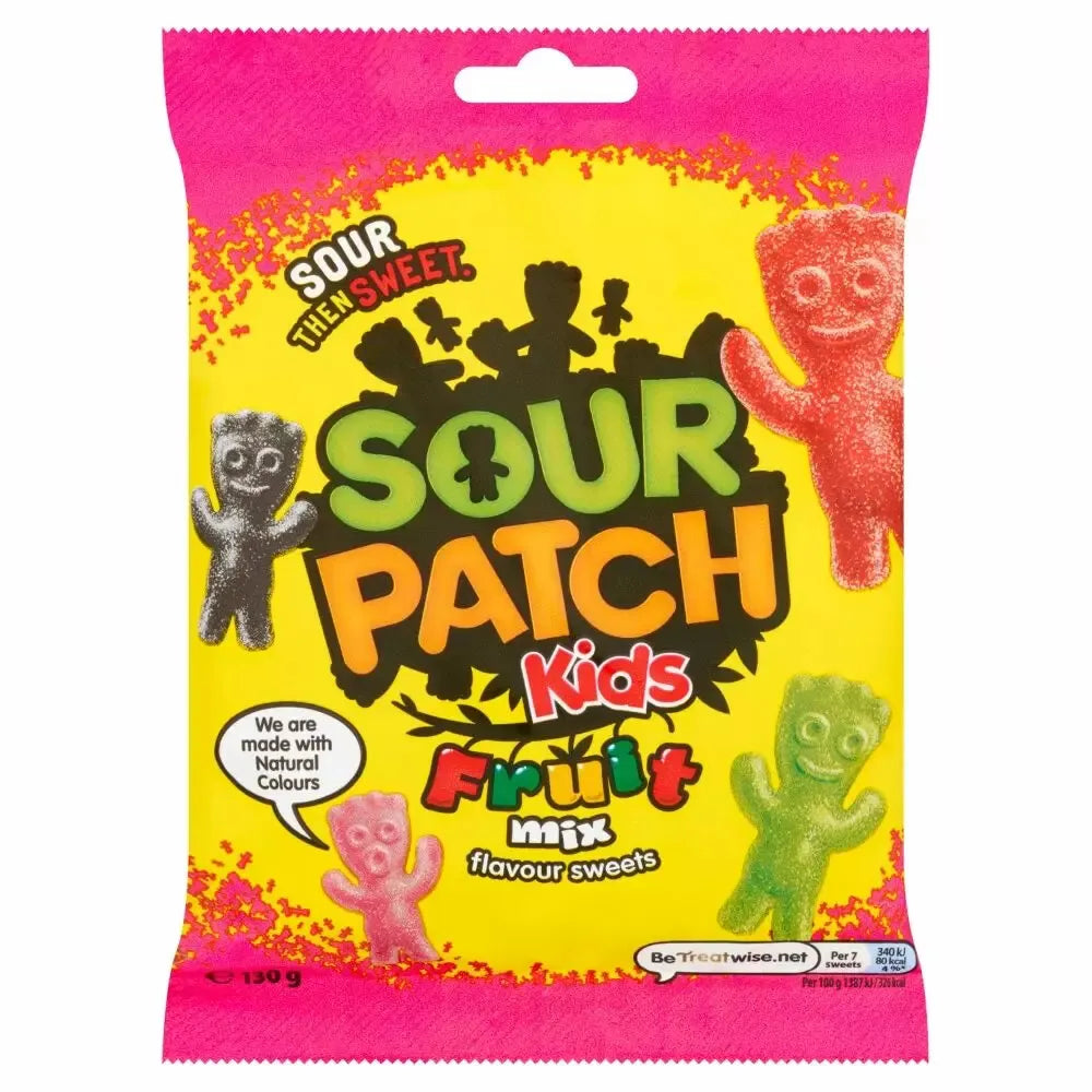 Sour Patch Kids Fruits Peg 130g  - Case of 10 - UK