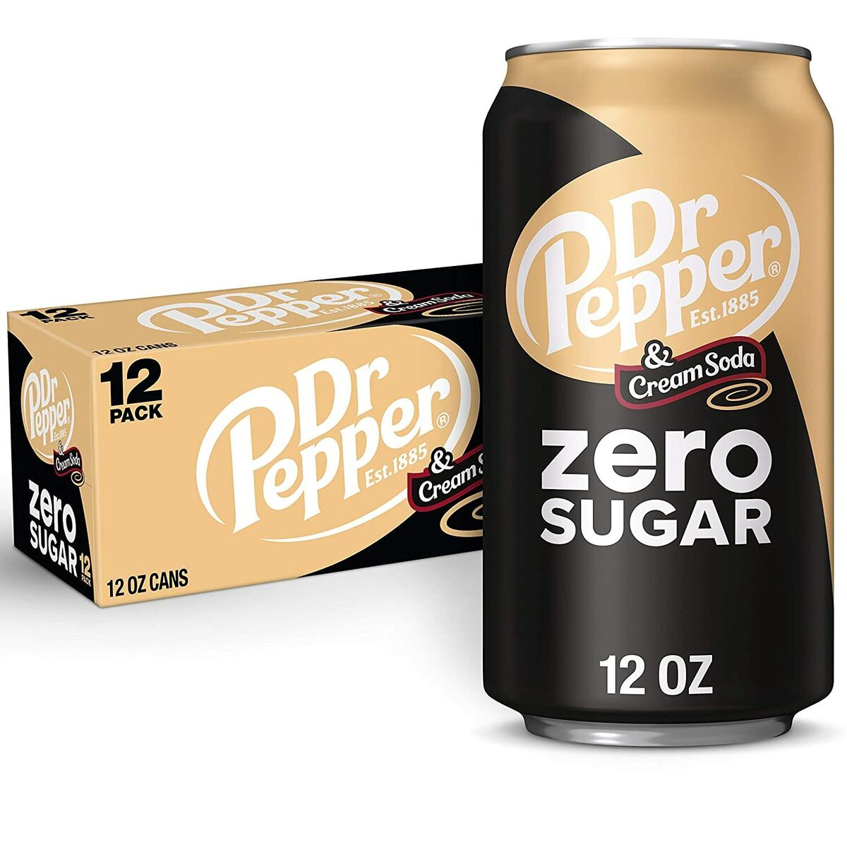 Dr Pepper Cream Soda Zero Sugar 355ml - Case of 12(BB:Jul29.2025)