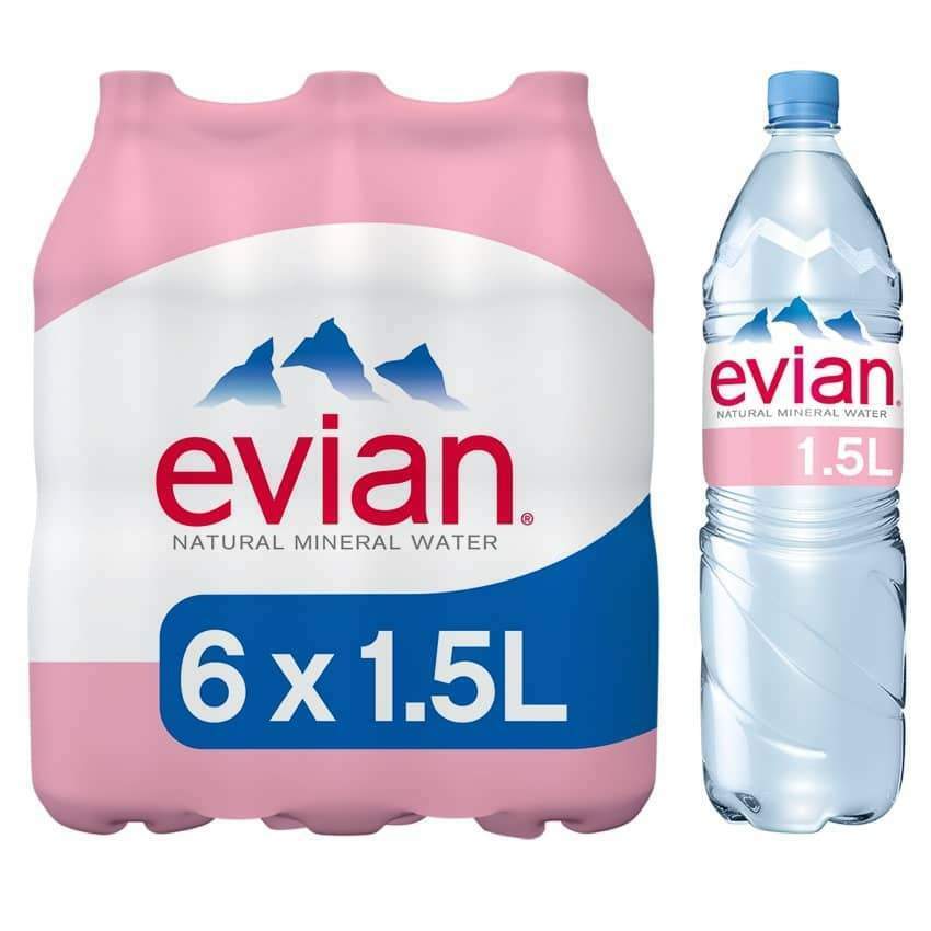 Evian Natural Mineral Water 1L - 6 Pack