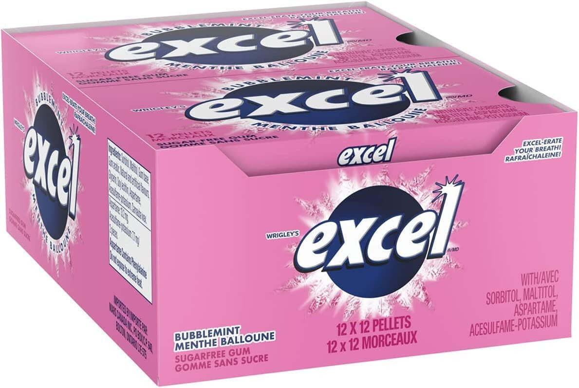 Excel Bubblemint Gum - 12ct