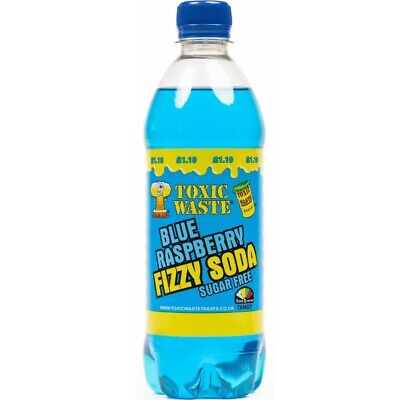 Toxic Waste Blue Raspberry Fizzy Soda Sugar Free 500ml - Case of 12