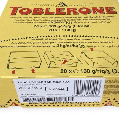 Toblerone Swiss Milk Chocolate Bar 100g - 20ct