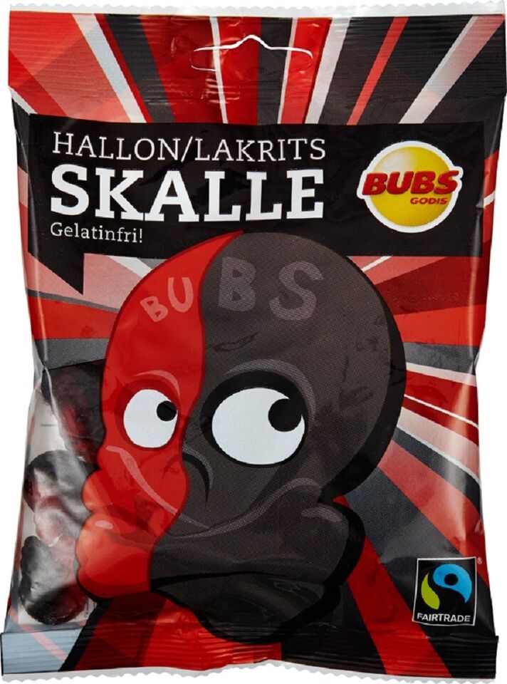 Bubs Raspberry Licorice Skull Candy 90g - Case of 12