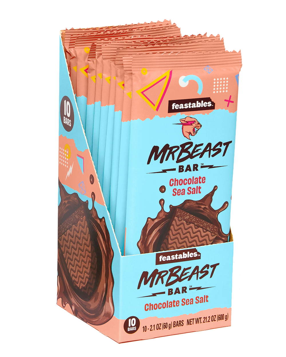 Mr. Beast Feastables Chocolate Sea Salt Bar 60g - Box of 10