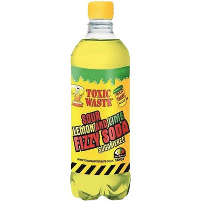 Toxic Waste Sour Lemon & Lime Fizzy Soda Sugar Free 500ml - Case of 12