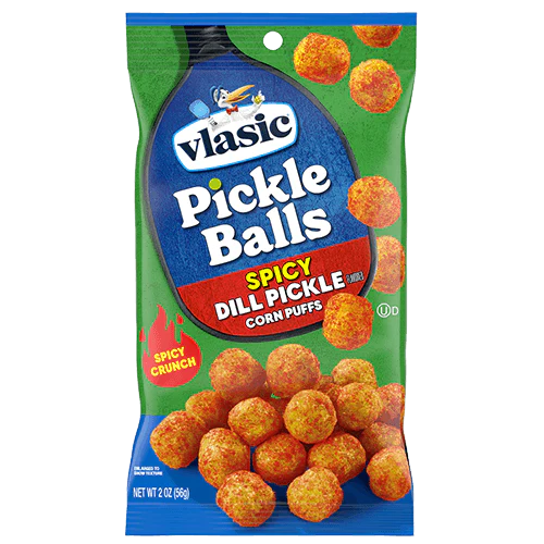 Vlasic Pickle Balls Spicy Dill Pickle Corn Puffs 56g - Case of 12