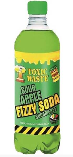 Toxic Waste Sour Apple Fizzy Soda Sugar Free 500ml - Case of 12