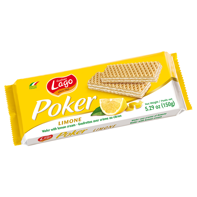 Lago Poker Wafer with Lemon Cream 150g (Case of 16) - Europe