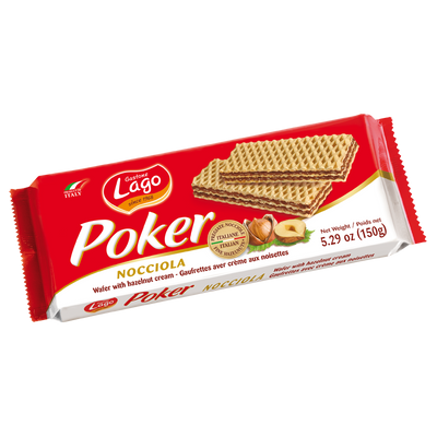 Lago Poker Wafer with Hazelnut Cream 150g (Case of 16) - Europe
