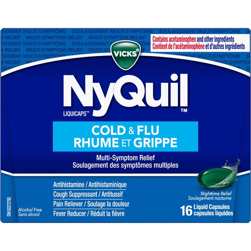Vicks NyQuil Cold & Flu Multi-Symptom Relief 16 Liquicaps - 3ct