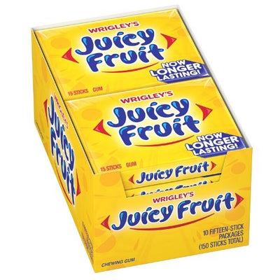 Wrigley's Juicy Fruit Gum 15 Sticks - 10 Pack