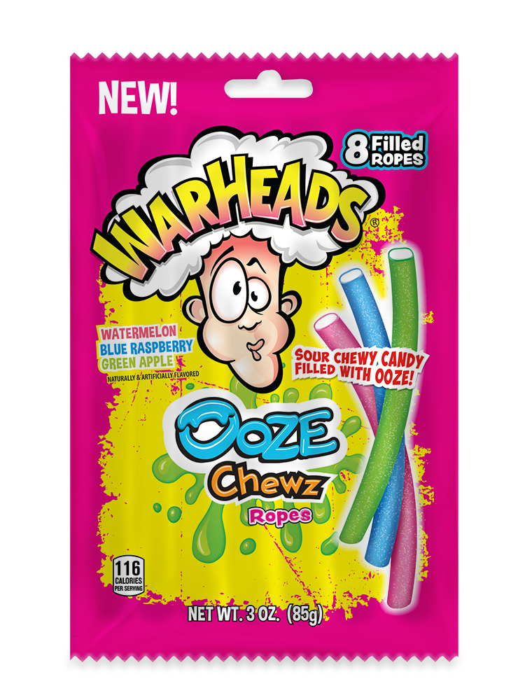 Warheads Ooze Chewz Ropes Peg Bag 85g (Case of 12)